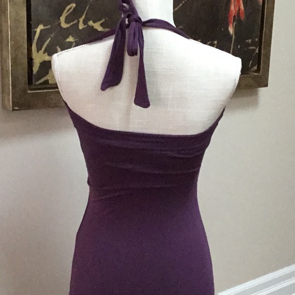 Purple Ruched Halter Dress - Picture 5 of 9
